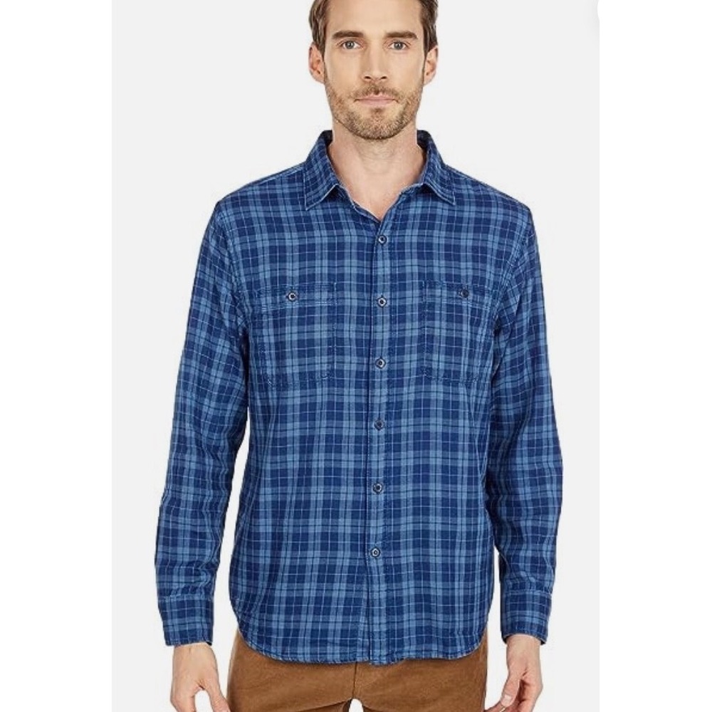 Tommy Bahama Double Indigo Plaid Shirt Bering Blue Small New With Tags